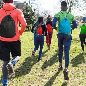 Promotional Gift Travel Recycled Unisex Nylon Purple Black Two-Color High Quality Draw <b>String</b> Backpack - Product Image 6