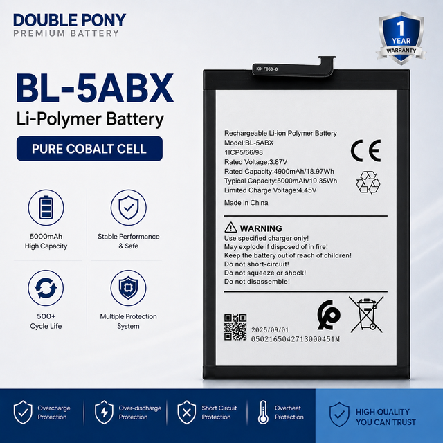 Double Pony BL-5ABX 5000mAh Pure Cobalt Li-Polymer Replacement Battery for Infinix Hot 50 4G/5G/X6882/X6720/X50i-in Stock