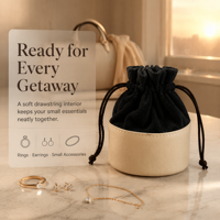Mini pochette à bijoux ronde en velours avec cordon de serrage, sac de rangement de voyage portable en cuir PU pour bagues et boucles d'oreilles, emballage cadeau