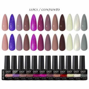 Lot de 12 vernis à ongles en gel GAOY, à retirer par trempage, durcissement UV LED, pour la création de motifs sur les ongles - Product Image 1