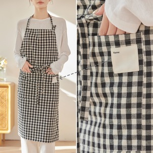 Grembiule in Cotone Resistente Antimacchia, Stile Coreano Retrò, Francese Retrò, Gingham, per Cucina, Arte, Manicure, Latte - Product Image 5