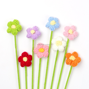 Decoración Floral Artificial de ganchillo, lana hecha a mano, cabeza de flor de Rosa de ganchillo para el hogar, arreglo de eventos, regalo de boda - Product Image 2