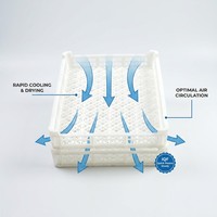 Plateau en plastique perforé en HDPE de qualité alimentaire, empilable, pour la conservation des fruits de mer et de la viande, ventilé, pour congélation rapide individuelle (IQF)