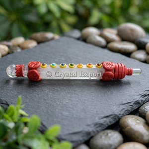 Varita de Cuarzo Cristalino para Sanación de Chakras, Péndulo Rojo Hecho a Mano, Feng Shui, Artículo Coleccionable, Portátil - Product Image 3