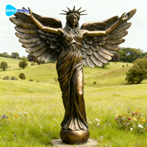Estatua de la Libertad y Escultura de Ángel en Bronce Fundido, Edición Artística, Romántica y Elegante, Impresa con UV para Uso en Exteriores - Product Image 1