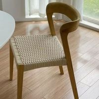Chaise de salle à manger en rotin tressé en bois massif style Wabi-sabi européen moderne, dossier en noyer noir, mobilier écoresponsable pour la maison