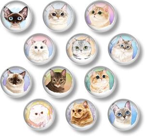 12 Pcs Epoxy Fridge <b>Magnets</b> Cute Cat Decorative Art Deco Design Customizable Shape for Kitchen Office Whiteboard Cabinet - Product Image 2