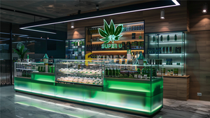 Tùy Chỉnh Hiện Đại Khói Cửa Hàng Trang Trí Nội Thất Thiết Kế Canabs Cửa Hàng Showcase Hiển Thị Phụ Kiện Showroom Đồ Nội Thất Cho Khói Cửa Hàng - Product Image 2