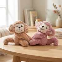 Adorable duo de singes en coton magnétiques Coco Peach de 6 pouces, peluches douces avec aimant pour décoration et cadeau d'anniversaire