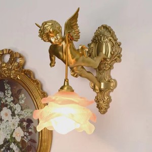 French Style All Copper Angel Wall Lamp Crystal Shade Led E14 <b>Switch</b> Control For Living Room Bedroom Study Hallway - Product Image 3