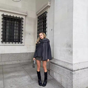 Cappotto Invernale <span class=keywords><strong>Corto</strong></span> Asimmetrico in Maglia con Bottone Singolo per Donne Europee e Americane - Product Image 6
