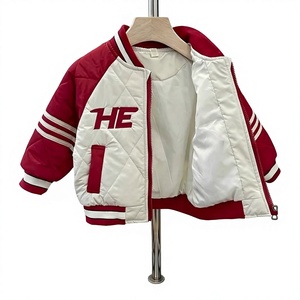 <strong>Boys</strong> Autumn Winter 2026 New <strong>Varsity</strong> <strong>Jacket</strong> Thickened Softened Polyester Shell Stripes Cotton-Padded Trendy - Product Image 1