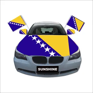 धूप थोक सस्ते बोस्निया कार खिड़की ध्वज 100% पॉलिएस्टर हुड मिरर झंडे