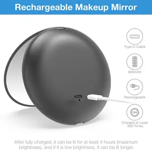 Hot Sale Custom Logo Cosmetic LED Mirror Portable Foldable Rechargeable Makeup Travel Small Pocket Makeup Mirror With Light