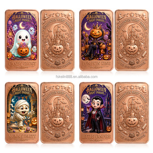Pièce de monnaie en cuivre personnalisée en gros, barre de cuivre fin 999 de 1 once, motif dessin animé, défilé de nuit d'Halloween, vampire, impression UV couleur, lingot de collection - Product Image 4