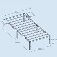 Lit simple moderne en métal avec table de chevet intégrée - Structure en acier durable, montage facile, portable pour chambre à coucher
