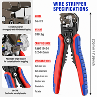 Pince à dénuder et à sertir industrielle 3-en-1 SJ-D2, réglable pour fils multibrins et rigides, AWG10-24 / 0.2-6.0mm²