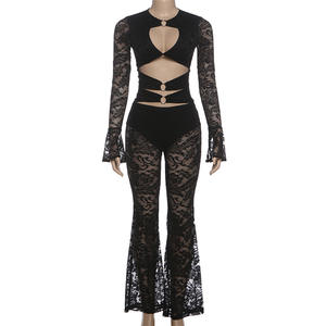 Viviblook Z0107JP Nuevo Mono Casual para Mujer con Hebilla Metálica, Encaje, Transparente, Calado, Sexy - Product Image 3