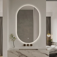 Miroir de salle de bain LED vertical à capsules, miroir rétroéclairé sans cadre anti-buée en option, miroir mural étanche IP44 anti-explosion