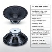 Altavoz de graves de 15 pulgadas 15A76, controlador de altavoz de potencia de 350W y 8 ohmios, VC3'', equipo de sonido profesional para escenario, fábrica OEM ODM