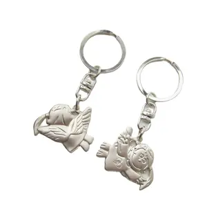 customized 3d angel metal keychain with shopping coin