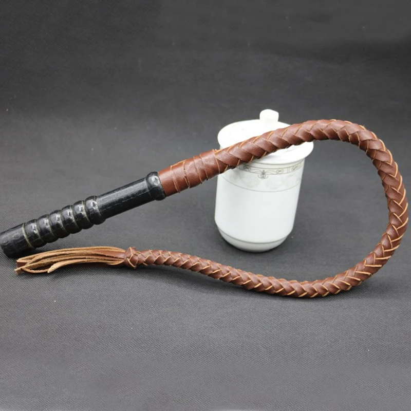 Hunters Saddlery Culture d'équitation en cuir pour chevaux, batte de saut, jockey, fouet de spectacle, bâton de course équestre (marron, 61 cm