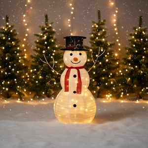 Figura de muñeco de nieve navideño con luces LED de 3 pies, de tela, iluminación decorativa para decoraciones navideñas - Product Image 2