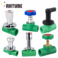 Robinet à bille vert RHTUBE en PPR avec poignée croisée chromée, raccord True Union pour plomberie d'eau chaude/froide de salle de bain 20-32mm OEM