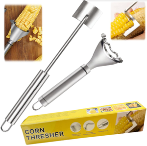Juego de 2 piezas, raspador de maíz, removedor de granos de acero inoxidable, pelador multifuncional afilado, herramienta para pelar verduras de cocina. - Product Image 1