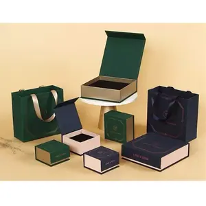 Custom Jewellery Magnet Flip Box Black Magnetic Jewelry Box Cardboard For Earring Ring Necklace Earring Bracelet