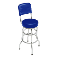 Promotion de marque personnalisée Cadre en acier chromé Anneau simple pivotant à 360 degrés Tabouret de bar rond haut en métal rétro Dossier imprimé