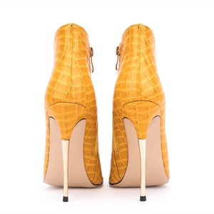 2022 Spring Western Modern Metal High <b>Heel</b> Stone Print Solid Ankle Boots for Ladies Side Zip Big Size 47 - Product Image 5