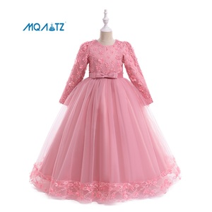 MQATZ Nuevo Vestido Elegante de Princesa <span class=keywords><strong>para</strong></span> Niñas, Vestido Floral de Manga Larga <span class=keywords><strong>para</strong></span> Bodas, <span class=keywords><strong>Fiestas</strong></span> de Cumpleaños, Diseño ODM - Product Image 3