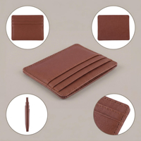 Petit portefeuille portable en cuir pour cartes, 10 cm x 8 cm, design multi-fentes, porte-cartes de crédit et d'identité fin, unisexe, pochette pour cartes