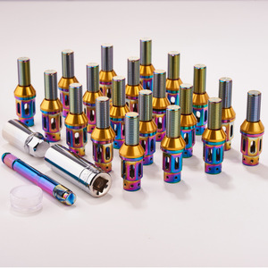 น็อตล้อไทเทเนียมอัลลอยด์แบบกลวง M14x1.5 สีรุ้งโครเมียม สำหรับอัพเกรดล้อรถยนต์ - Product Image 1