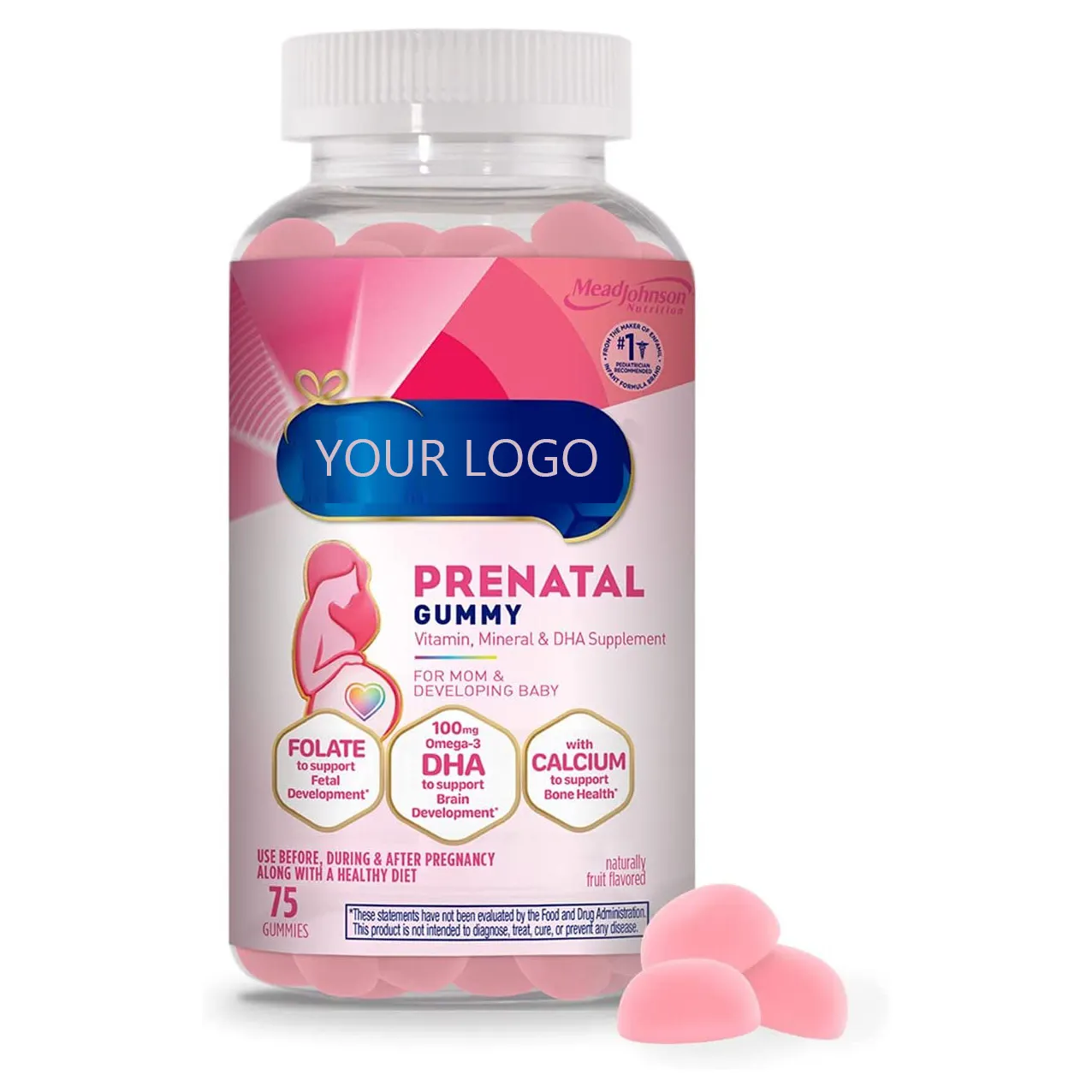 Suplemen Multivitamin Prenatal untuk Wanita Hamil Omega-3 DHA Folate Calcium Gummy Vitamin Private Label