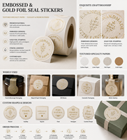 Étiquettes autocollantes en papier gaufré imperméables personnalisées avec logo, autocollants d'étanchéité en feuille d'or pour emballages de cosmétiques, d'aliments et de boîtes cadeaux