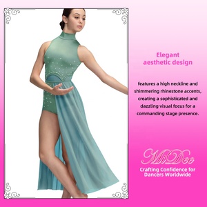 MiDee Abito da Danza Lirica Elegante con Strass per Donne Adulte, Costume da Esibizione Senza Maniche con Schiena Scoperta - Product Image 3