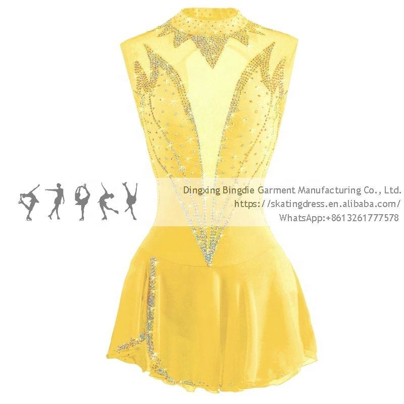 Vestido de patinaje para niñas, traje de competición latino sin