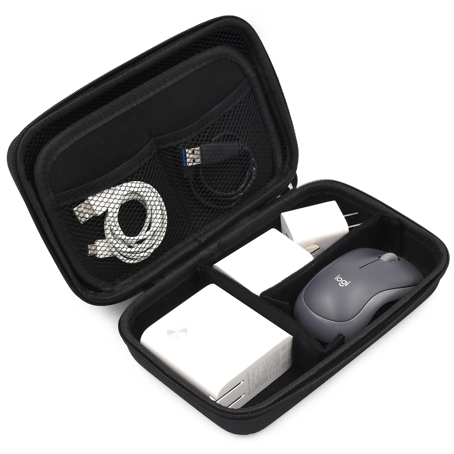 Kustom tas kantong penyimpanan Organiser Digital Travel ritsleting Neoprene lembut untuk kabel USB Flash Disk HDD