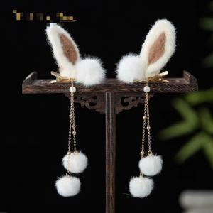 Konijnenoren Furrykwassel Winter Haarbal Antieke Haarclip Kattenoren Kinderhaaraccessoires Voor Meisjes Hanfu Dragen - Product Image 2