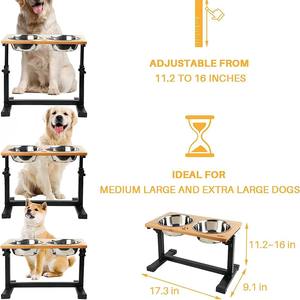 Support universel réglable en bambou pour chat Vente en gros Bols surélevés en bois pour le stockage des aliments pour chiens Table à manger pour animaux de compagnie - Product Image 4