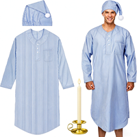 Ensemble pyjama de Noël 4 pièces Toulite pour homme à manches longues avec bonnet de nuit et porte-bougie - Motif uni hiver