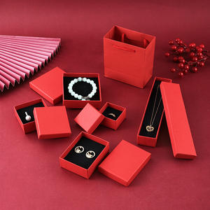 Luxury Red Jewelry Paper <b>Box</b> <b>Ring</b> Earrings Bracelet Pendant Necklace Red Jewelry Set Boxes <b>for</b> Wedding - Product Image 1
