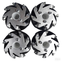 14159 Ensemble de roues Mecanum en acier inoxydable et alliage d'aluminium de 60 mm et 31 mm avec 2 roues gauche et 2 droites, 8 rouleaux, capacité de charge de 10 kg