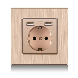 Factory Customized 220~250V 16A USB Wall Switch Socket 86*86mm German Plastic Panel Plugs Sockets