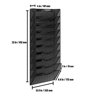 Organisateur de fichiers mural en maille à 10 poches, porte-documents, porte-lettres, porte-articles, avec rangement pour clipboard - Product Image 3