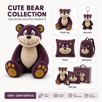 Peluche Ours Brodé Personnalisé Anti-Stress, Fabrication Directe Usine, OEM ODM, Poupée Personnage Rembourrée pour Marques IP Originales
