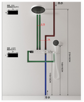 Système de douche thermostatique encastré WEIHAO gris anthracite à 2 fonctions, affichage numérique et 3 modes de pulvérisation