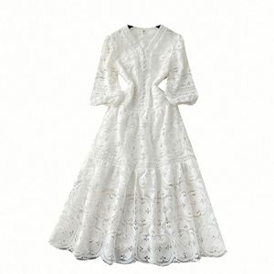 Vestido Midi Informal Tipo Túnica Vintage Tejido Ecológico para Invierno 2024, para Mujer, de Poliéster/Algodón Transpirable, con Mangas Farol - Product Image 5